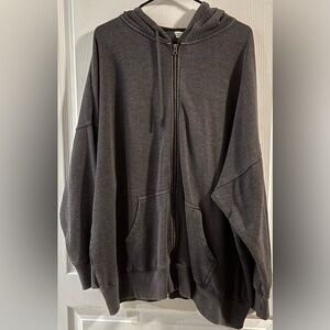 Aerie oversized grey zip up hoodie